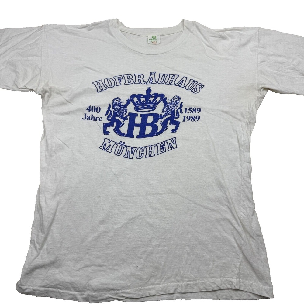 Vtg 80s Hofbräuhaus München Beer 400 Year Jahre Cotton Club T-Shirt Men XL White